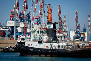 An effective blockade on Israeli ports is also harming Egypt. Ashdod port.