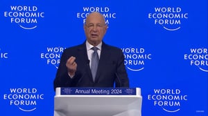  Klaus Schwab Chairperson of the World Economic Forum. World Economic Forum Annual Meeting 2024 in Davos..