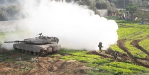IDF tank and soldiers, Gaza.