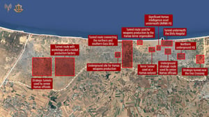 IDF releases map with bird's eye view of Gaza Strip and location of some of Hamas' bases and factories