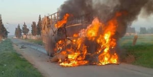 Vehicle on fire on Syria-Lebanon border