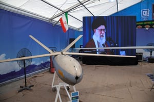 Israeli spy drone on display in Iranian military museum