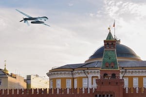 Ukrainian attack drone atop the Kremlin (Illustration)