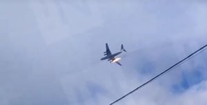 Russian cargo plane up in flames