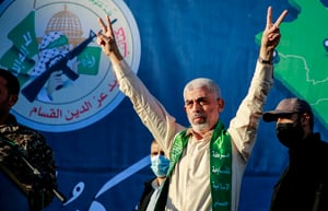 Yahya Sinwar at Hamas rally in 2021