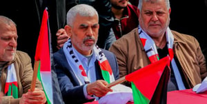Yahya Sinwar at Hamas rally