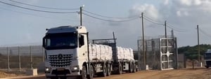 Trucks crossing into Gaza via new "Western Erez" crossing.