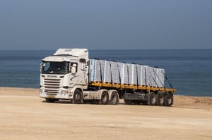 Aid truck on the Gaza coast.
