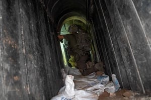 IDF soldiers going through Hamas tunnels.