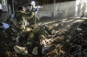 Two Israeli combat medics during military training