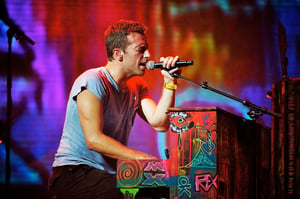 Chris Martin and Coldplay perform at the inaugural iHeartRadio Music Festival at the MGM Grand Garden Arena.