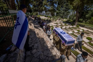 Funeral of Israeli soldier Sergeant Almog Shalom, Mount Herzl Military Cemetery in Jerusalem on June 11, 2024 