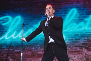  Comedian Jerry Seinfeld performs at Clusterfest, California, United States