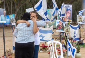 Bereaved families, friends and Israeli soldiers visit the site of the Nova music festival massacre,  in Re'im forest, near the Israeli-Gaza border, on Memorial Day which commemorates the fallen Israeli soldiers and victims of terror. May 13, 2024. 