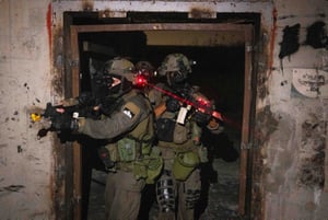 Combat soldiers of the elite IDF Yahalom unit at a training session in the Adam Military training facility.