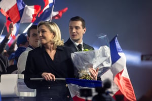 Marine Le Pen and Jordan Bardella of the Far-right wing party