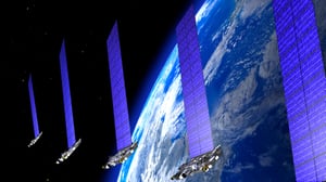 Internet broadcast satellite train around the earth 