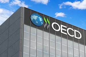 3D illustration of the Organization for Economic Co-operation and Development (OECD) logo 
