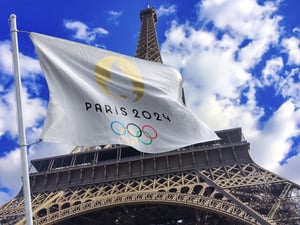View of flag of Olympics Games, Paris 2024 