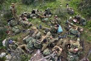 Israeli reserve soldiers during training in Northern Israel.