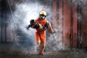 Illustrative: Firefighter rescues a child