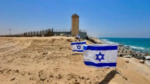Israeli flags on Rafah Beach