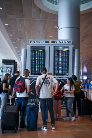 Passengers at the Ben Gurion International airport near Tel Aviv on June 9, 2024. 