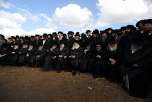 Over 1,000 Ultra Orthodox Jews protested outside a military prison in solidarity with Yeshiva draft dodgers