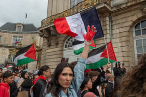 Nancy, France, June 1, 2024: Demonstration in support of Palestine