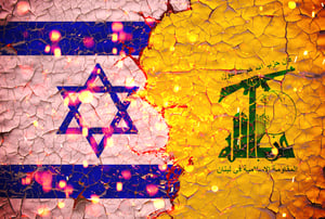 Israel Flag; Hezbollah flag