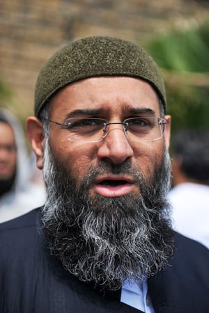 London, United Kingdom: Anjem Choudary protests for the implementation of "Sharia Law".