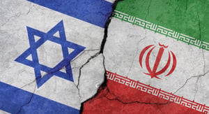 Israel vs. Iran. Illustration.