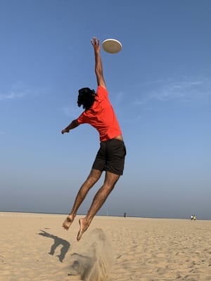 Man playing frisbee  