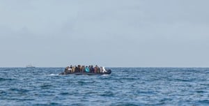 Lifeboat of civilians after boat capsized