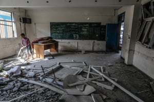 Palestinian school following IDF strike. Illustration.