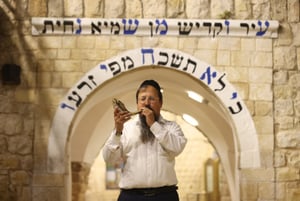 Blowing the shofar during Selichos in Meron