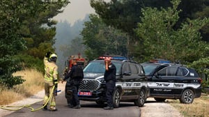 The scene of a missile strike in northern Israel. 