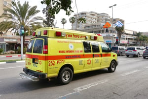 Red Star of David Ambulance, mobile intensive care unit donated by American friends of Magen David Adom