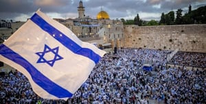 Western Wall filled with Jews praying at the Kotel