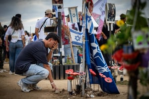 Friends and family of the victims of the Nova music festival massacre gather at the site of the massacre in southern Israel one year after the tragedy. October7, 2024. 