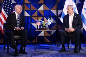 President Biden and Benjamin Netanyahu in Tel Aviv, 2023