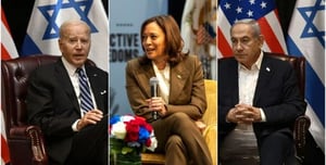 Joe Biden, Kamala Harris and Binyamin Netanyahu