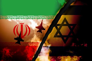 Israel vs. Iran. Illustration.