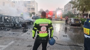 Scene of a rocket strike from Hezbollah