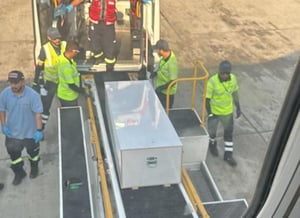 Rabbi Kogan HY'D's coffin, en route to Israel