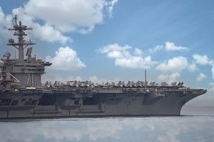 Aircraft carrier Theodore Roosevelt arrives in the Middle East. 