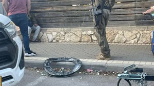 Police and IDF forces at scene of shrapnel fall in Jerusalem