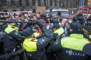 Amsterdam: The Netherlands 10th of November 2024.Illegal pro Palestine protest was ended by police at Dam square