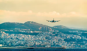 Plane landing at Beirut Airport