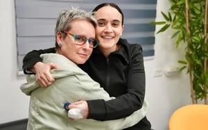 Emily Damari with her mother, at long last